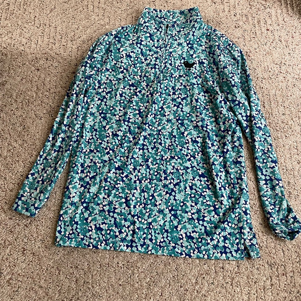 Bad Birdie Blue Patterned Long Sleeve Quarter Zip